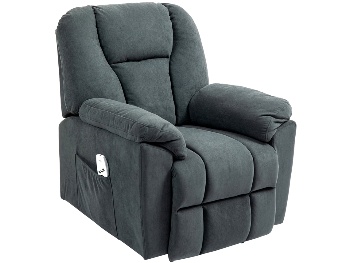 Poltrona Relax Elétrica Com Massagem E Calor, Porta Usb, Bolsos Laterais, Poltrona Estofada Para Sala, Cinza