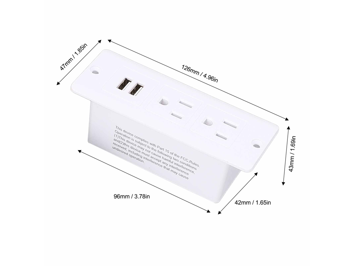 Laxiscreed Quadro De Tomadas Embarcado Com 2 Tomadas Ac E 2 Portas Usb Para Conferências