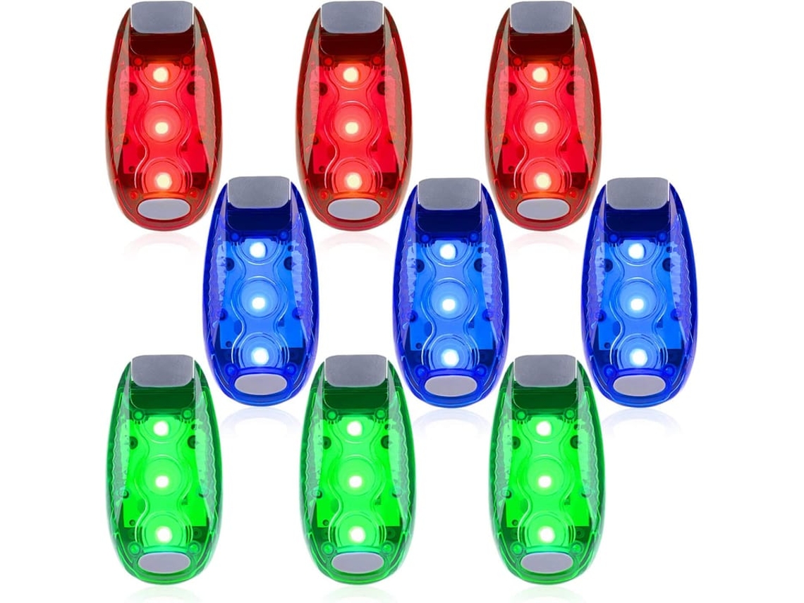 9 Luminárias De Segurança, Luzes De Bicicleta Visíveis, Clip Para Cinto, Pulso (vermelho/azul/verde)