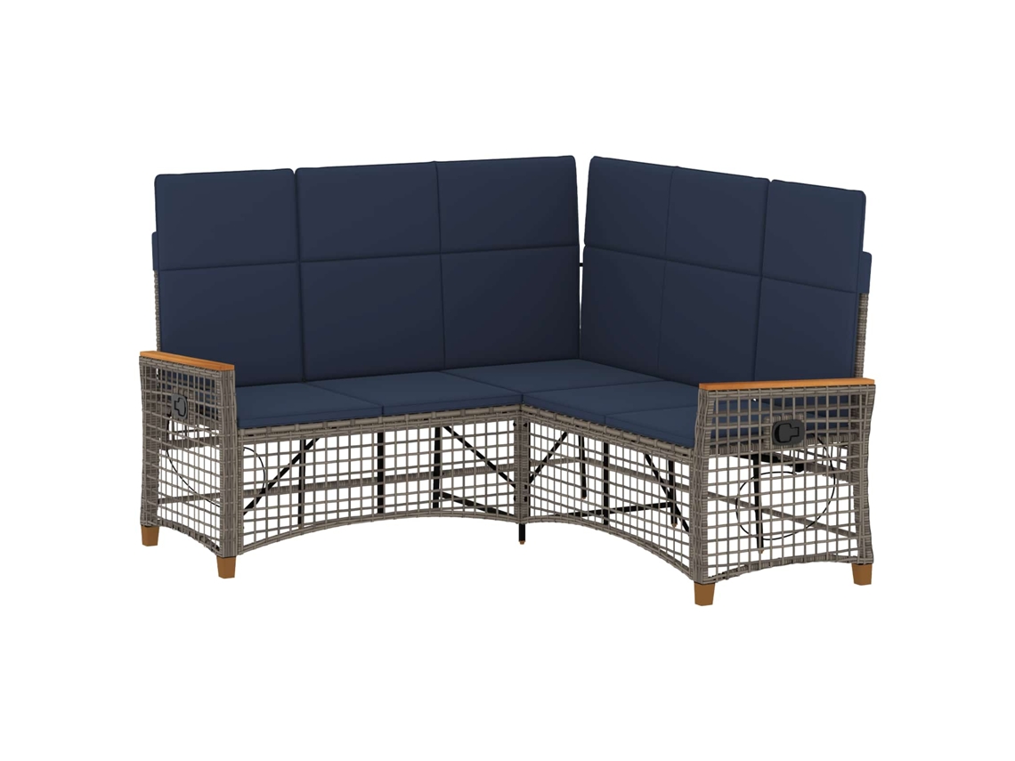 Maison Exclusive - Conjunto De Sofá Reclinado Para Jardim Cinza E Azul Marinho