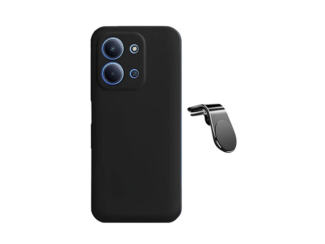Kit Suporte De Carro Magnético L Capa Proteção Silicone Gift4me Para Xiaomi Poco C85 - Preto