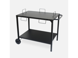 Mesa Exterior Modular Em Aço SWEEEK Preto para Grelha com 2 Rodas