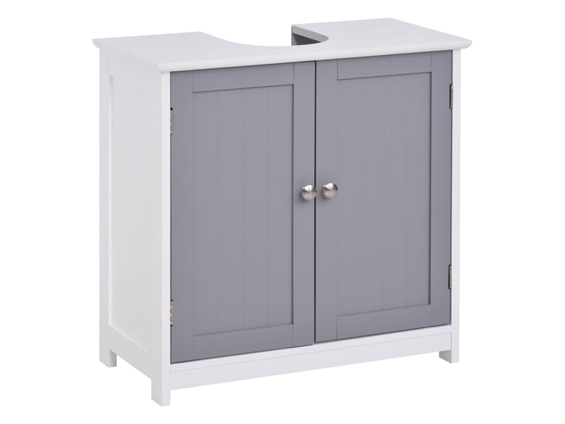 Armário de Banheiro sob pia, 2 Portas, Prateleira, Escuro, 60x30x60 Cm Cinza | S/MARCA