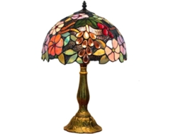 Abajur De Mesa Tiffany Dourado, Luminária De Mesa Para Quarto, 30cm, Em Vidro Colorido, Luminária Decorativa Para Sala