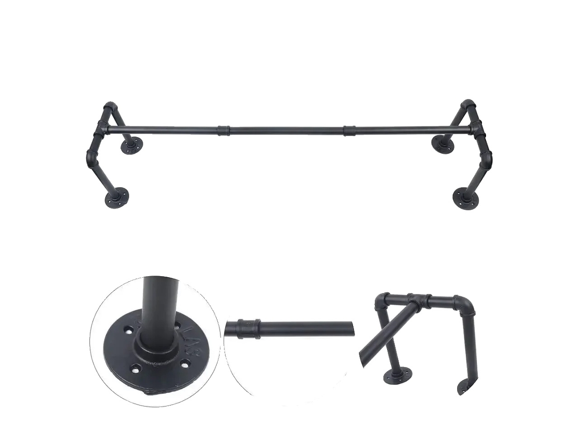 Cabideiro, Estilo Industrial, Alta Resistência, Preto