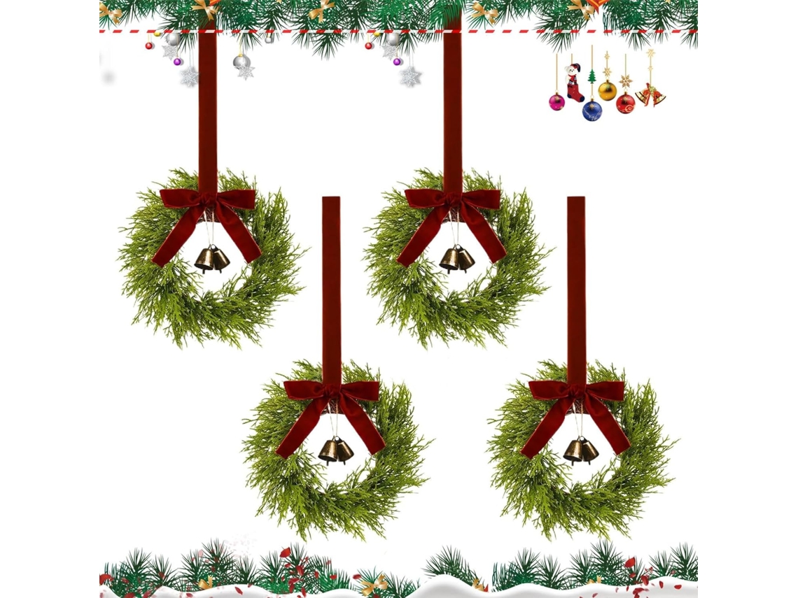 Guirlanda de Natal 4 Pe as Decora o R Stica para Casa Campo Guirlandas Pequenas Arm Rios Cozinha com La Vermelho Porta VAYOTOY