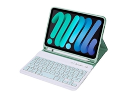 Capa Com Teclado Bluetooth Em Couro Compatível Com Ipad Mini 6 (2021), Suporte Integrado