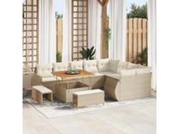 Vidaxl Conjunto De Sofá De Jardim Com Almofada 12 Pcs Bege E Creme