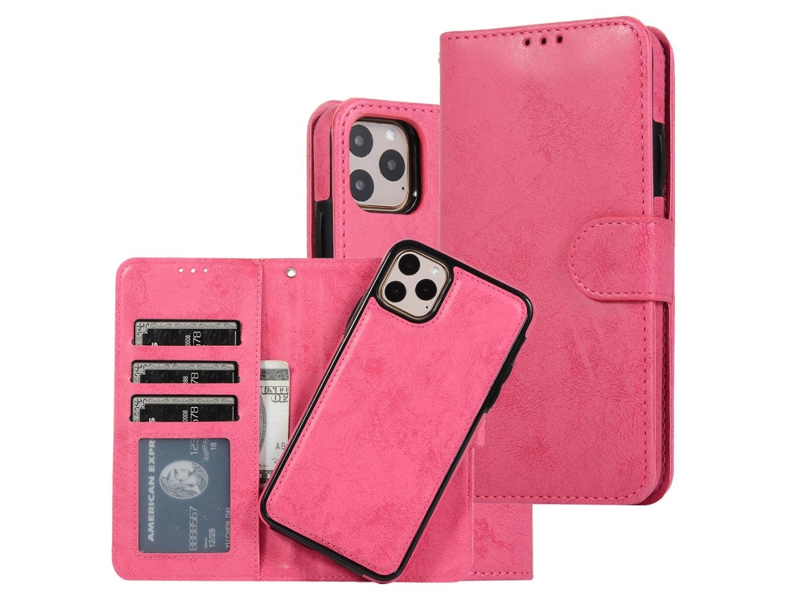 Capa Para Iphone 14 Pro Max Pele Sintética Anti-riscos Magnética Rosa
