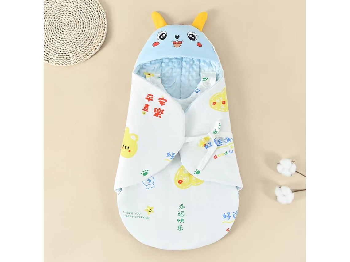 Saco de dormir para recém-nascido de 0 a 6 meses, forro de algodão e poliéster, branco e azul, Panoona