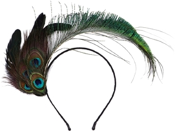 Acessório de Cabelo Exclusivo: Tiara Pavão Penas Colorida