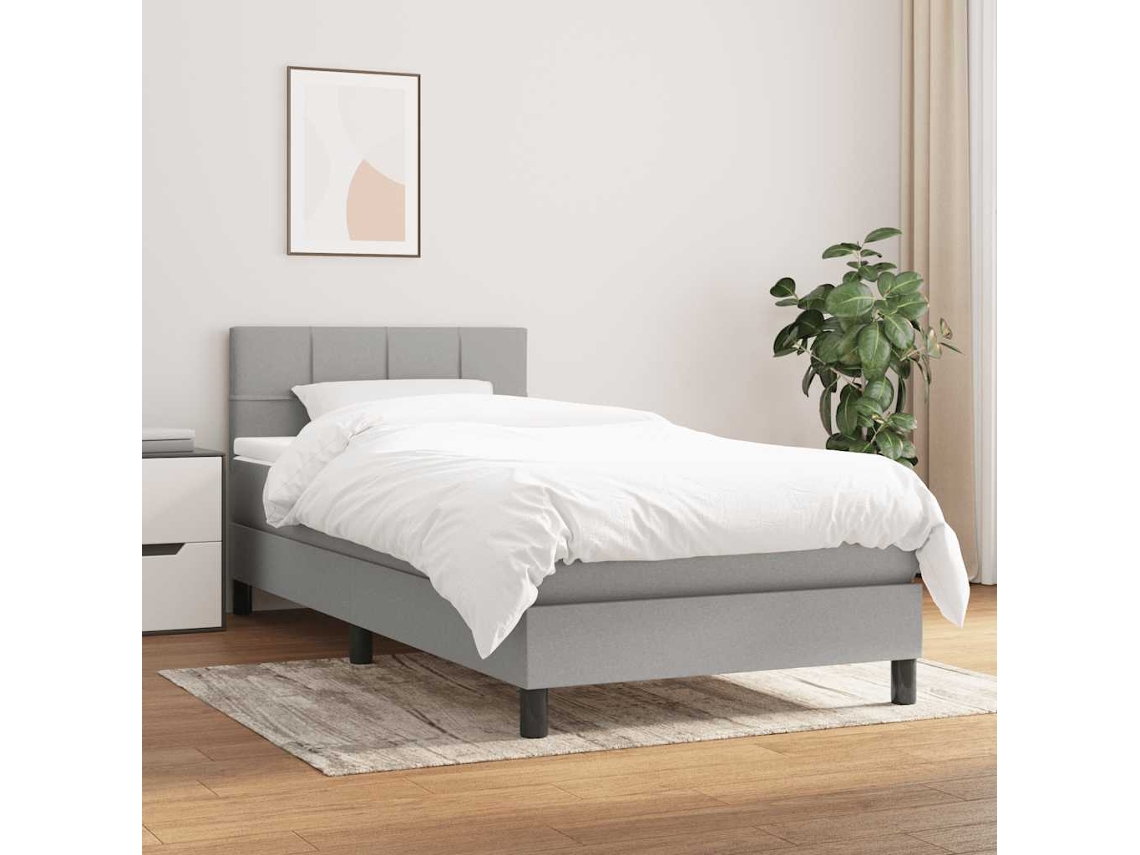 Vidaxl Cama com Molas/colchão 90x190 Cm Tecido Cinzento claro