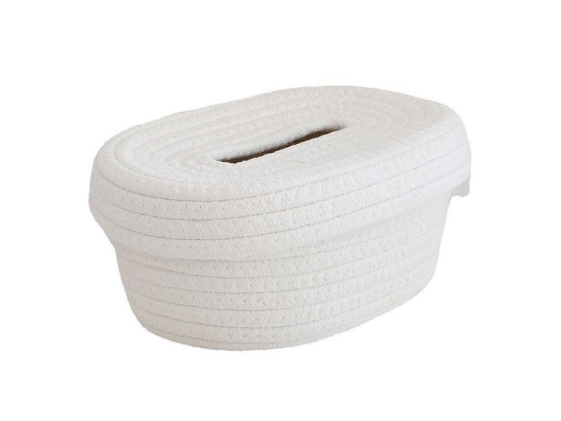 Capa para caixa de papel higiênico de corda de algodão artesanal decorativa para armazenamento branco em S/MARCA
