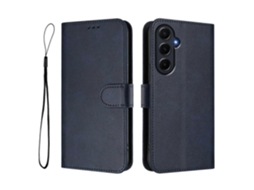 Capa Tipo Carteira Com Bloqueio Rfid E Textura De Bezerro Para Samsung Galaxy A55 5g, Capa De Celular Com Alça, Azul