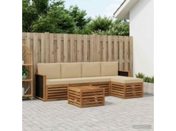 Vidaxl Conjunto De Sofás Para Exterior 6 Unid. Natural E Bege