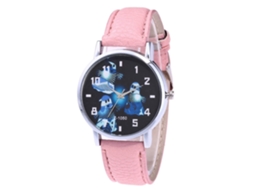 Relógio de casal casual com pulseira de PU, estampa fofa de Halloween, quartzo rosa.