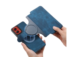 Capa Flip Para Moto G67/g77 - Com Design Magnético Destacável Azul Panoona