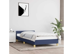 Vidaxl Estrutura Cama C/ Cabeceira Sem Colchão 100x200 Cm Tecido Azul