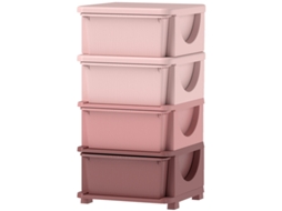 Caixa Organizadora Infantil 4 Gavetas Bordas Rosa 37x37x76cm VELTRIX