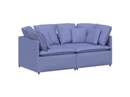 Sofá Modular com Almofadas Tecido Azul Ganga MAISON EXCLUSIVE