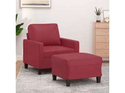 Vidaxl Poltrona Com Apoio De Pés 60 Cm Couro Artificial Vermelho Tinto