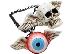 Conjunto 2 Caveiras Resina Decoração Parede Ideal Quartos Meninos Meninas Carros Halloween Atmosfera Terror GOKOCO
