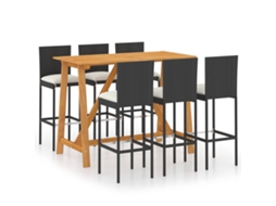 Maison Exclusive - 7 Pcs Conjunto De Bar Para Jardim Com Almofadões Preto