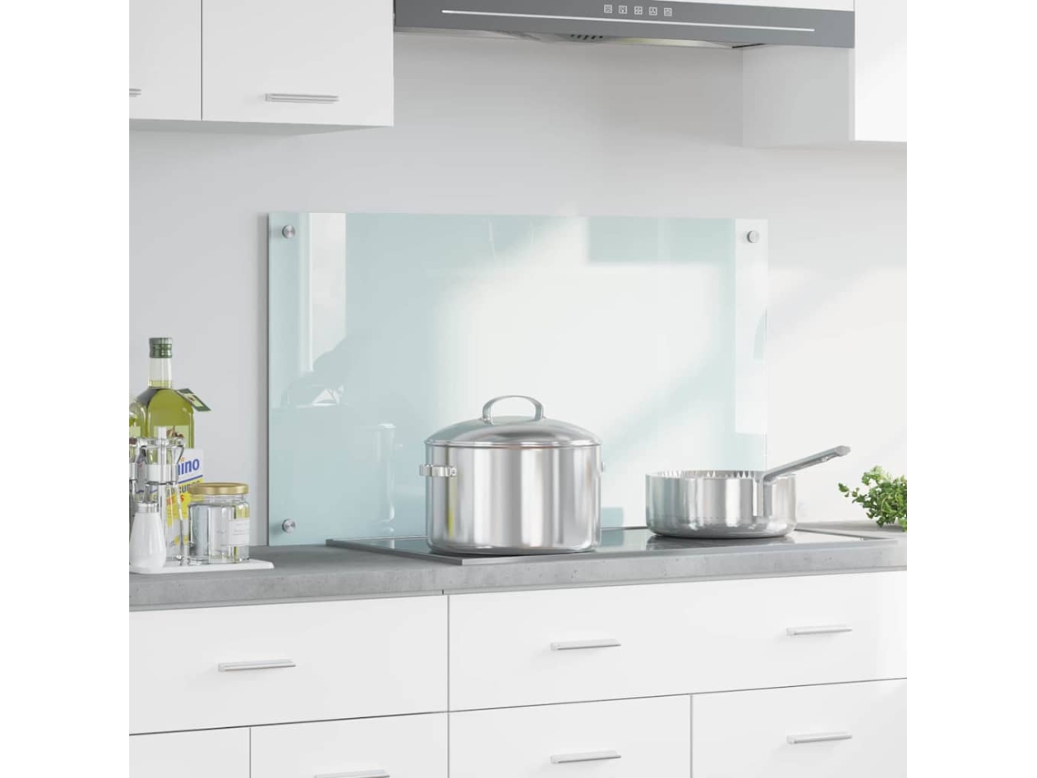 Vidaxl Painel De Cozinha Leite 90 X 50 Cm Vidro Temperado