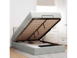 Cama Otomana Com Colchão Cinza Claro 120x190 Cm Veludo