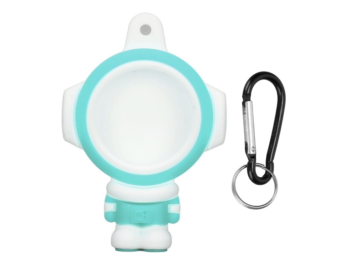 Capa Protetora de Silicone Astronauta para iOS Locator com Chaveiro Branco, Azul Turquesa Luminoso | S/MARCA