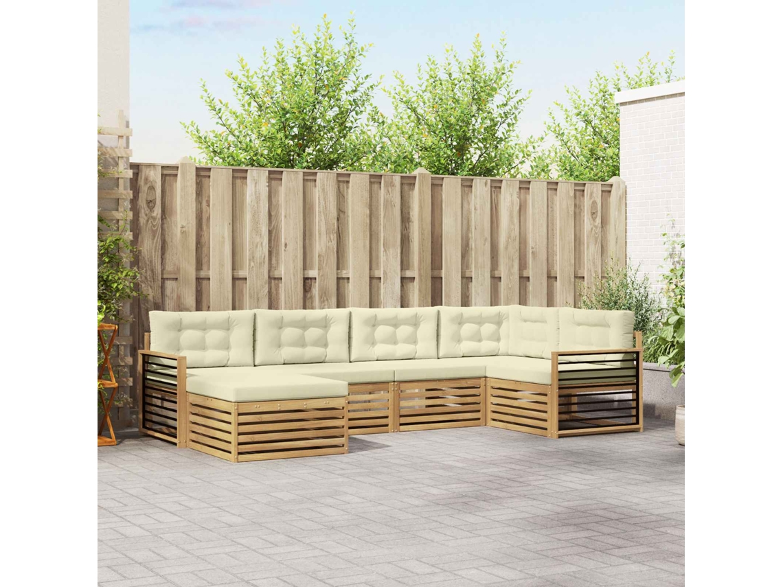 Vidaxl Conjunto De Sofás Para Exterior 6 Unid. Branco E Creme