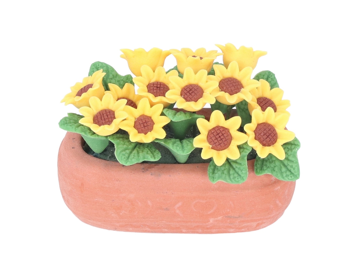 Vaso De Girassol Miniatura Para Casa De Bonecas 1:12 Decoração Jardim Mini Modelo Artificial