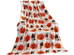 Manta de Halloween Syjym para Sofá Cama Outono Dia Ação Graças com Estampa Abóbora e Fantasma Cobertor, Macio,