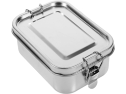 Lancheira Bento Quadrada Em Aço Inoxidável Prateado, Leve E Portátil