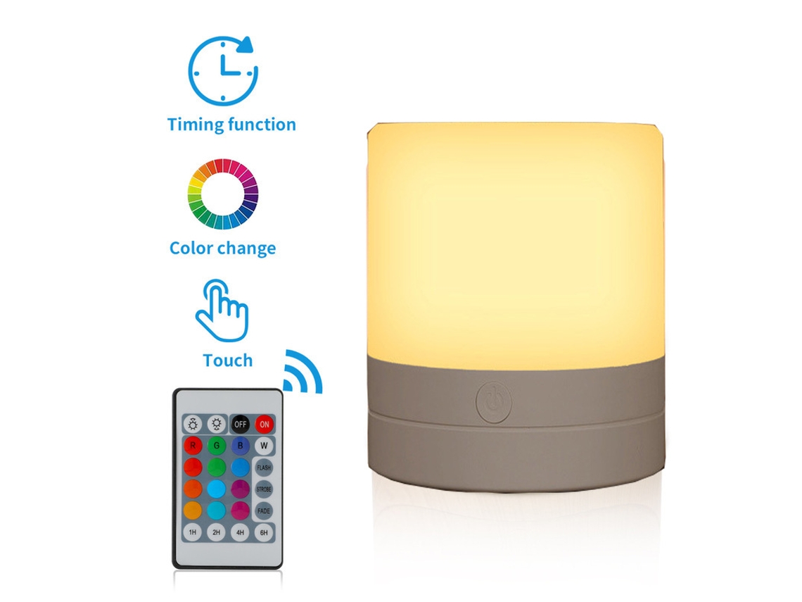 Luz Noturna Infantil Portátil, Recarregável Via Usb, Inclui 1 Controle Remoto Branco. SIURN