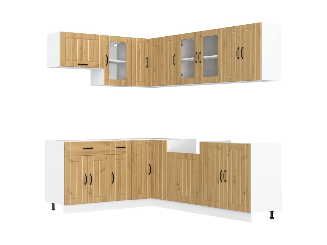 Kitchen Cabinet Set, Kitchen Cabinet Sets Vidaxl Marrom Madeira Processada (n/a)