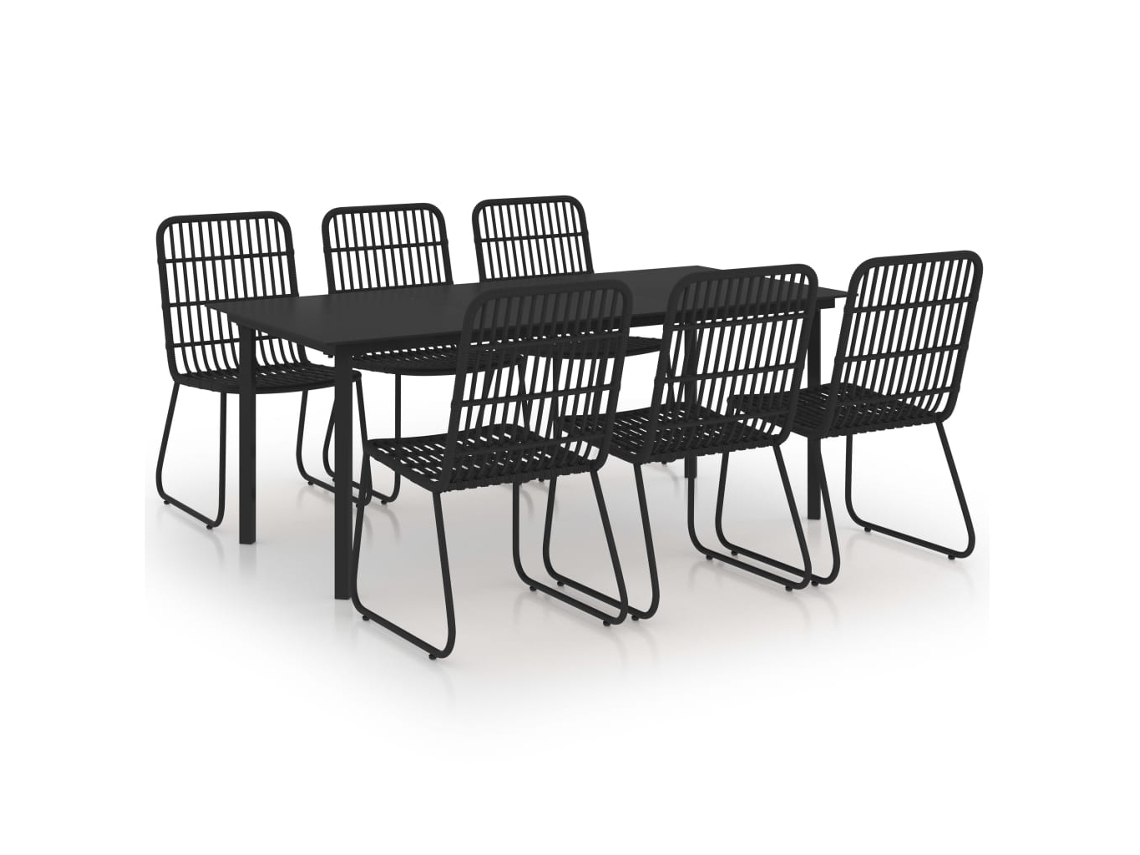 Dining Set, Dining Sets Vidaxl Preto Rattan / Vime (mesa Com 190 Cm De Comprimento)