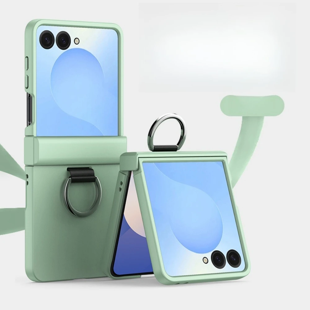 (verde-claro, Galaxy Z Flip6) Capa Rígida De Policarbonato Com Anel, Proteção Da Dobradiça Central, À Prova De Choque E Resistente A Quedas