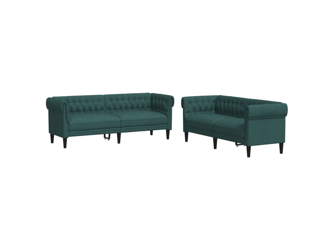 Maison Exclusive - 2 Pcs Conjunto De Sofás Tecido Verde-escuro