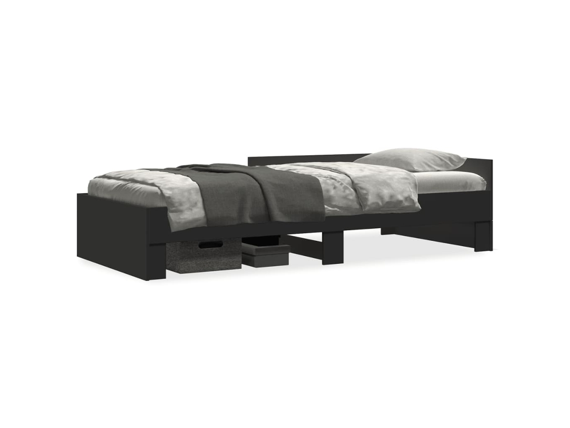 Estrutura de Cama MAISON EXCLUSIVE Derivados de Madeira Preto (75x190 cm)