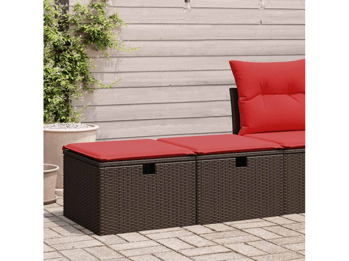 Conjunto de Móveis de Jardim HARLANV1 com sofás e almofadões em Vime e castanho