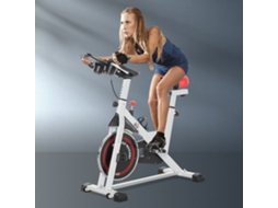 Bicicleta Ergométrica Na Cor Branca Com Ajuste De Resistência, Visor Lcd E Rodas De Transporte