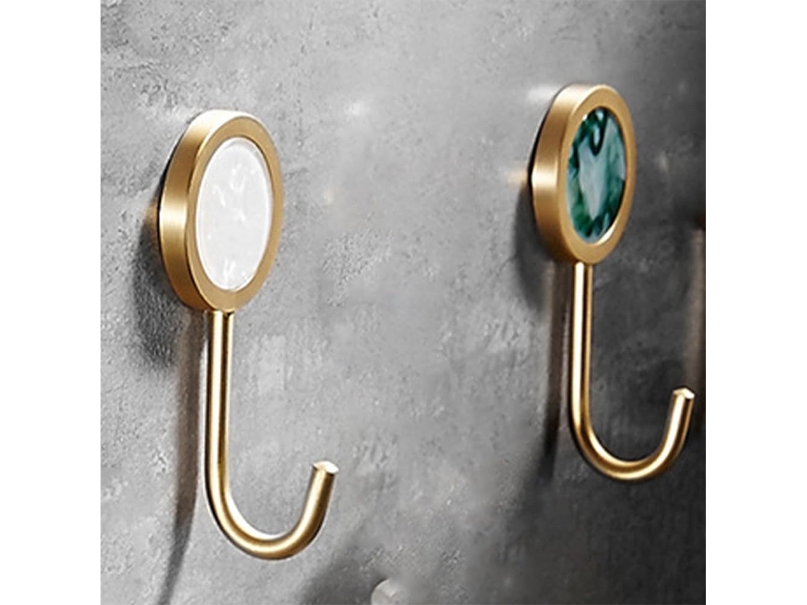Gancho De Parede Decorativo Em Latão Maciço, Acabamento Dourado Com