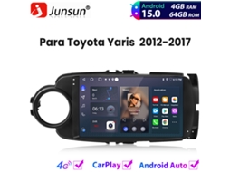 Rádio automóvel JUNSUN Android 15 Carplay, para Toyota Yaris 2012-2017, GPS, Wi-Fi, BT, 4+64GB | JUNSUN