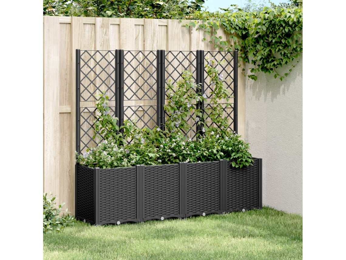Vidaxl Vaso/floreira De Jardim C/ Treliça 160x40x140 Cm Pp Preto