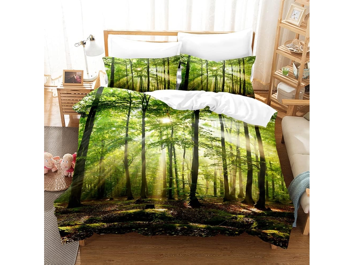 Capa de Edredom com Estampa 3D Paisagem na Microfibra Fronha 220x240 Cm (LxA)