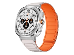Bracelete Para Samsung Galaxy Watch Ultra - Silicone Magnético Em Formato I (47mm) - Laranja Starlight