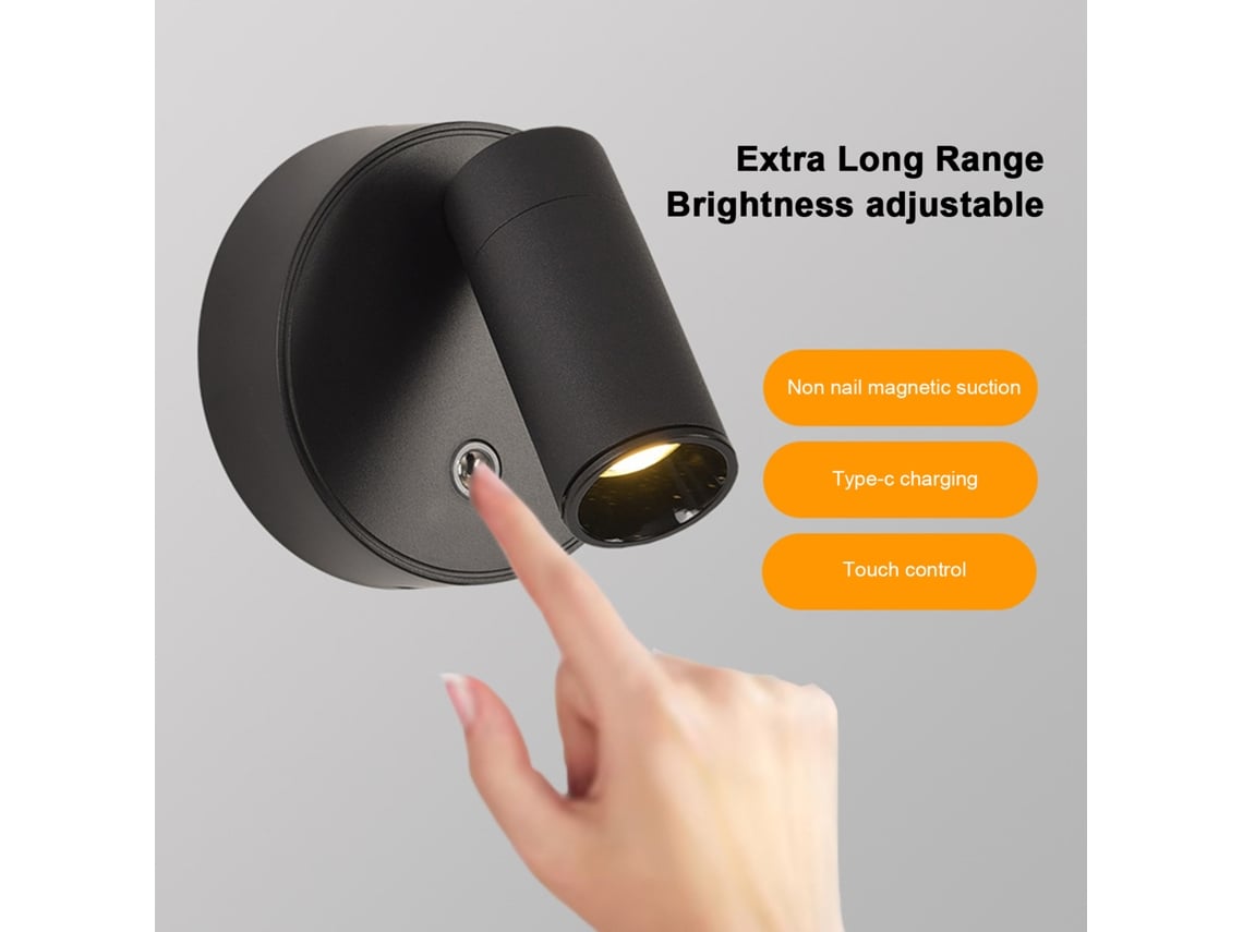 2026 lâmpada de Parede Magnética Ajustável Led Regulável com Interruptor Táctil Recarregável Usb c para Dormitório Leitura Protetora de Olhos