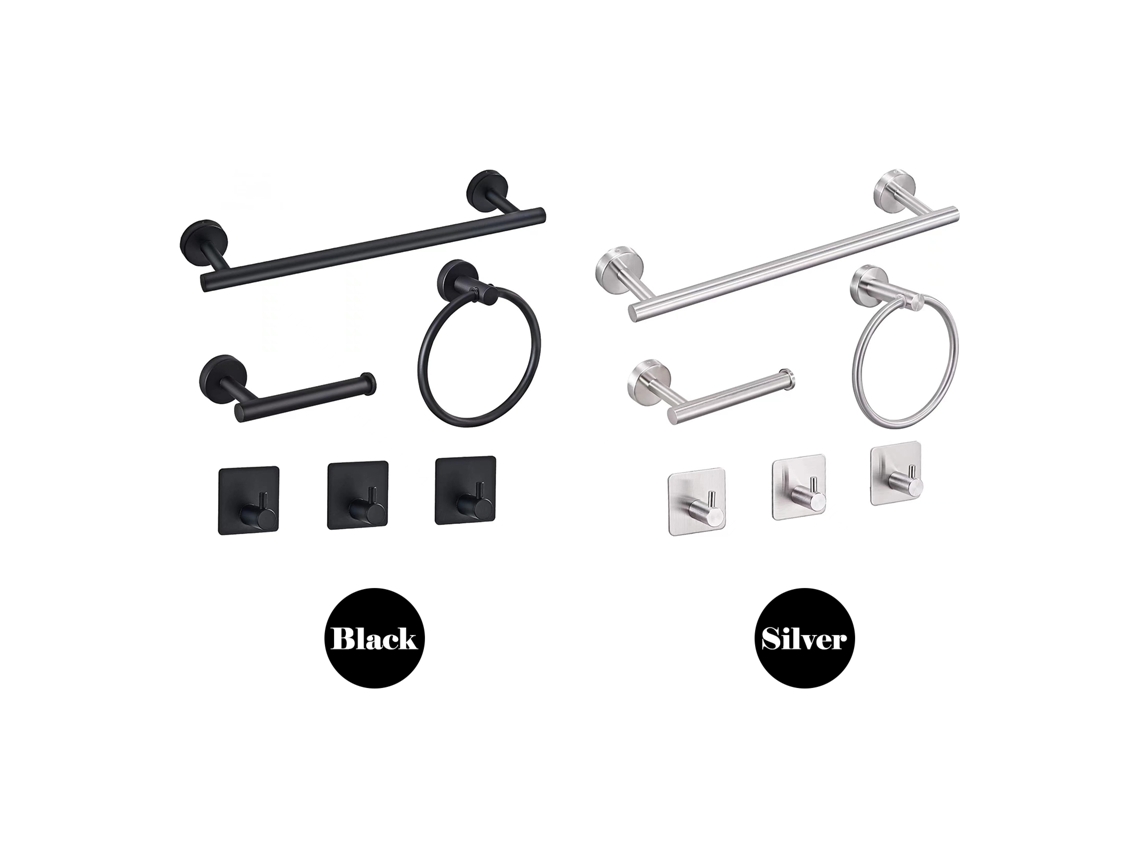 Conjunto Acessórios Banheiro 6 Peças Aço Inox Parede
