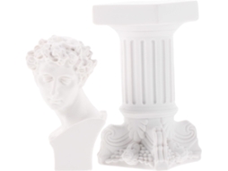 Estátua Resina Coluna Romana Decorativa Branca Conjunto 2 Peças Decoração Presente Vindas Davi Leve Casa Boas GOKOCO